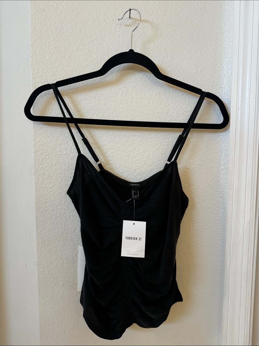 Forever 21 Black Ruched Adjustable Strappy top